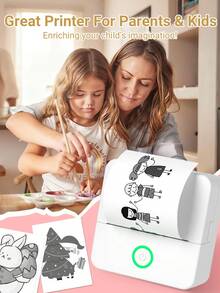 Teckwe Mini Printer, Inkless Sticker Maker, Free Cut Small Pocket Printer, Portable Thermal Printer For Photo Journal Notes Memo,Timy Print App Phone Connection With Thermal Printing Paper For Halloween DIY Decoration,Christmas Gift Back To School - Multicolor - View 3