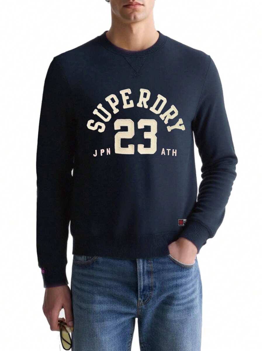 Vintage Men Crew Sweatshirt Navy - 海軍 - 查看 1