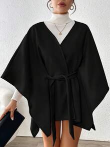 SHEIN PETITE Fashionable Casual Versatile Cover Up Style Overcoat For Women, Autumn/Winter