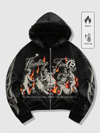 Street Life Men's Autumn/Winter Gothic Sweatshirt Hoodie With Fur Collar