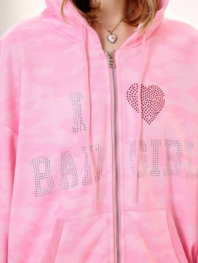 J-Fashion Kawaii Cute Camouflage Rhinestone Decor Sweatshirt