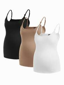 Modmama Maternity Solid Color Nursing Cami Top - Khaki - View 4