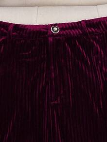 GlowEve Women's Glossy Velvet Korean Fleece Oversized Textured Fabric Blazer With Lapel, Flap Pockets, Unique Decorative Buttons, High-End Design, Waist Belt Loops, Long Pants, Teacher's Outfit, Suitable For Independence Day, Christmas, Halloween, Thanksgiving