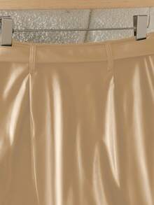 GlowEve Women's Fashionable Versatile Commuter Solid Color Front Button Skirt - Khaki - View 6