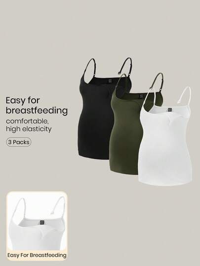 Modmama Maternity Solid Color Casual Versatile Nursing Function Camisole