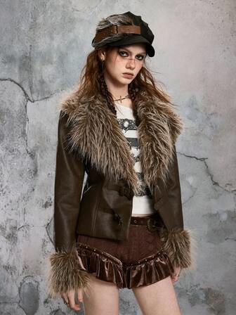 Vintage Hippie Patchwork Fuzzy Jacket