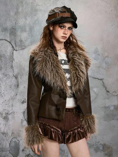 Hippie Vintage Hippie Patchwork Fuzzy Jacket