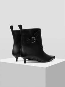 MOTF POINT TOE BUCKLE DETAIL MID-CALF BOOTS FOR CHRISTMAS - Black - View 8