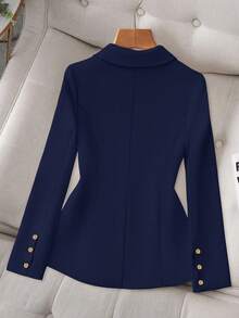 Franclia Women's Khaki Slim Fit Tailored Blazer, High-End Commuter Urban Suit, Autumn/Winter - Royal Blue - View 2