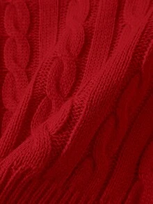 Franclia Suéter de cuello redondo de manga larga con patrón de cable, informal, para otoño/invierno - Rojo - Ver 3