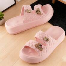 Chanclas /pantuflas de Moda Mujer con Plataforma Alta para Aumentar Estatura, Sandalias Unisex de Hebilla de Una Pieza para Exterior e Interior, Suela Antideslizante - 8756-Rosa - Ver 5