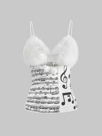 J-Fashion Gyaru Y2K Abby Himekaji Detachable Faux Fur Cami Top For Women, Suitable For Snow In Autumn/Winter