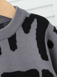 SHEIN Baby Boy Letter Pattern Crew Neck Long Sleeve Sweater And Knit Pants Casual Set, Autumn/Winter Baby Boys Outfit Baby Boy Sweater Set Toddler Sweater And Pants Set Knit Two Piece Toddler 2 Piece Infants Boys Outfit Baby Boys Outfit Late Fall Baby Boy Outfit Autumn And Winter Two Piece Suit Fall Baby Outfit Baby Knitted Set Baby Outfits Unisex For Fall Autumn And Winter Two Piece Suit Baby Boys Outfit Baby Boy Sweater Set Knit Two Piece Toddler Winter Baby Outfits Longsleeve Knitted Outfit Baby Boy Winter Set Baby Boys Outfit Late Fall Outfit - Grey - View 4