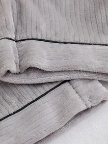 男式休闲撞色边拉链开衫和裤子两件套家居服套装 - 灰色 - 查看 7