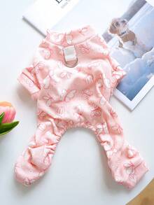 PETSIN 1 sztuka ubranka dla zwierząt, uniwersalny, wygodny strój domowy dla kotów, psów i kotów, odpowiedni na każdą porę roku jako warstwa bazowa. Różowy kombinezon. - Różowy - Zobacz 6