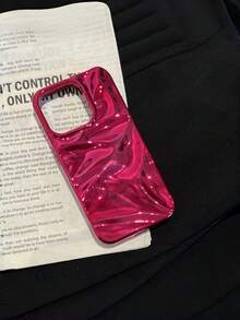 1 件装 3D 亮面单色波浪纹手机壳，兼容 16/15/14/13/12/11 Pro Max Plus，奢华闪亮防震保护套，纤薄贴合，日常使用礼品 - 玫紅色 - 查看 2