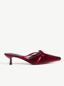 CUCCOO CHICEST Scarpe con tacco a punta eleganti e retrò in velluto viola, con fiocco, cinturino incrociato e tacco a rocchetto, adatte per occasioni formali, feste, pomeriggi del tè, appuntamenti, Ognissanti - Fucsia - Visualizzare 8