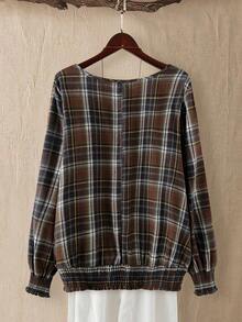 Linhara 加大码女式 V 领长袖 T 恤，适合通勤和休闲外出穿着 - 彩色 - 查看 2