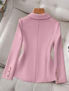 Franclia 女式卡其色修身西装外套，高端通勤都市套装，秋冬 - 粉色 - 查看 2