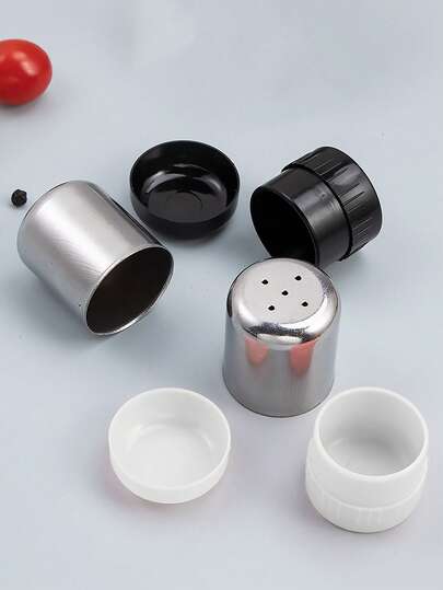 Juego de frascos portátiles para especias, 2 piezas de saleros y pimenteros de acero inoxidable para cocina y campamento al aire libre