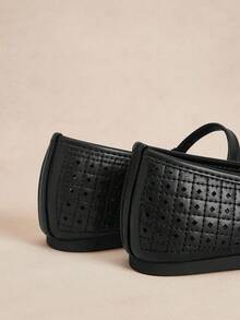 Rosivie 女式圆头复古芭蕾风格黑白撞色玛丽珍高跟鞋，休闲春季穿搭 - 黑色 - 查看 4