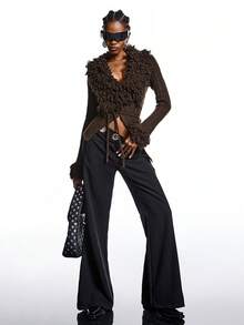 LYSMO 2025 Nuevo Llegado Minimalismo Invierno Mujer Casual unicolor Corbata-Cintura Manga Larga Cárdigan, Viejo Dinero Vibra, Invierno Para Mujeres, Navidad, Año Nuevo, Elegante Para Fiesta, Elegante Mujer, Vintage, Suéteres Para Mujeres - Café integral - Ver 6