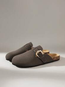 Solecia Sepatu Selop Wanita Kasual Warna Polos - Dark Grey - View 2
