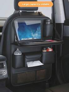 1PC Car Seat Back Organizer With Foldable Tray Large Capacity Storage Bag Adjustable Straps Multi Function For Vehicle Truck SUV Auto Interior Accessories Easy Install Durable Material - Multicolor - View 4