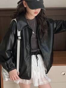 Dazy Kids 少女PU皮夹克