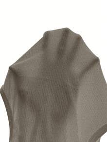 Comfortcana Áo ba lỗ chải gân trơn dành cho nữ, thích hợp mặc hàng ngày - Màu be - Xem 8