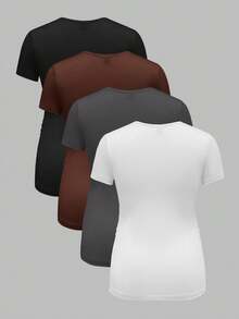 Modmama Maternity Summer City Leisure Round Neck Short Sleeve Solid Color Slim Multi-Color Pregnancy T-Shirt