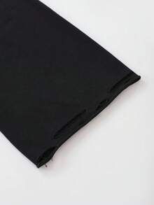 ROMWE MEN Goth Distressed Graphic Long T-Shirt - Black - View 4