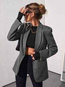 Aveloria Modichic Solid Color Fashionable Commuting OL Office Lady Design Suit Blazer  Fall Cloth For Women - Grey - View 1