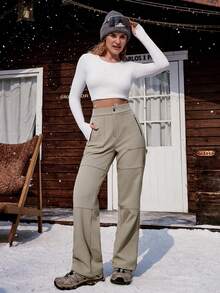 OutZeal AeroHeat Fleece Water Resistant Cargo Wide Leg Pants With Multiple Pockets - Grey - View 3