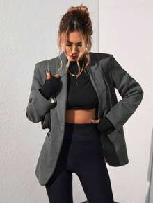 Aveloria Modichic Solid Color Fashionable Commuting OL Office Lady Design Suit Blazer  Fall Cloth For Women - Grey - View 4