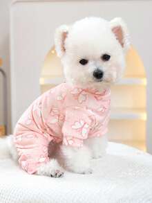 PETSIN 1 sztuka ubranka dla zwierząt, uniwersalny, wygodny strój domowy dla kotów, psów i kotów, odpowiedni na każdą porę roku jako warstwa bazowa. Różowy kombinezon. - Różowy - Zobacz 4