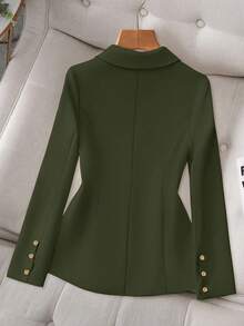 Franclia Women's Khaki Slim Fit Tailored Blazer, High-Quality Commuter Urban Suit, Autumn/Winter - Army Green - View 2