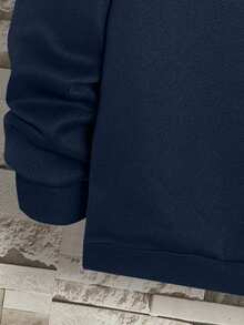 Manfinity Dauomo 男士休闲纽约印花圆领长袖卫衣 - 藏蓝色 - 查看 3