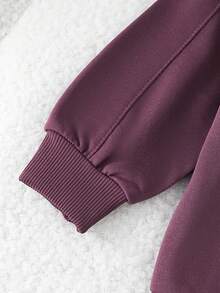 2pcs/Set Girls Long Sleeve Top & Pants Casual Sports Suit, Solid Color Top With White Letter Print For Energetic Look, Matching Jogger Pants, Simple Yet Fashionable, Suitable For Layering In Winter Or Wearing Alone In Autumn - Purple - View 6
