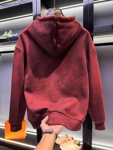 Manfinity Dauomo 男士字母印花落肩长袖口袋抽绳连帽卫衣 - 彩色 - 查看 2