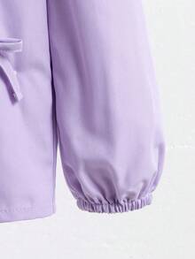 Souflis 2 peças/Conjunto Estilo Francês Vintage Menina Jovem Roxa Laço Decorativo Top + Calça Perna Larga