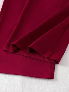 Sparklyn 两件套少女V领长袖T恤，印有23个字母和数字，搭配阔腿裤，舒适休闲运动风，适合春秋季穿着。 - 紅色 - 查看 5