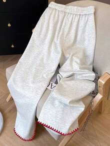 Resyla Retro American Y2K Fashionable And Simple Women's Sweatpants - Light Grey - View 3