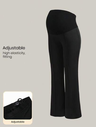 Modmama Justerbar midja med enfärgade, utsvängda byxor för gravida