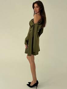 Aloruh Robe princesse à manches bouffantes et taille cintrée asymétrique pour femmes, convient pour les fêtes, le port quotidien, le thé, l'après-midi, robe blanche mini minimaliste pour les déplacements