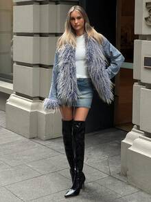 Aloruh Women's Y2K Faux Fur Oversized Coat, Suitable For Casual Outings, Autumn/Winter - Multicolor - View 3