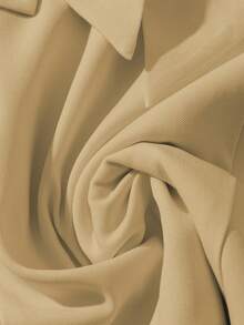 GlowEve Elegancka, jednokolorowa sukienka damska z kokardą i długim rękawem - Kolor khaki - Zobacz 5