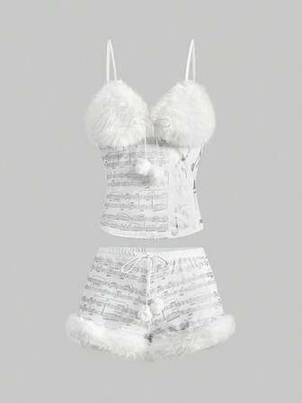 J-Fashion Outfit invernale da neve Gyaru Y2K Abby Himekaji, gilet smanicato soffice abbinato a pantaloncini soffici a vita bassa, set da donna a 2 pezzi