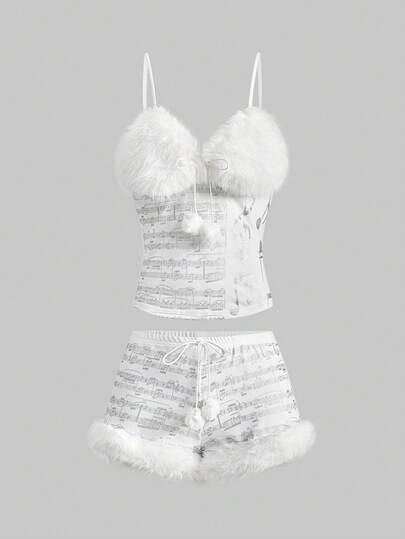 J-Fashion Tenue d'hiver Gyaru Y2K Abby Himekaji, Gilet bouffant amovible assorti à des shorts bouffants taille basse, Ensemble 2 pièces pour femmes