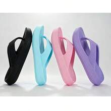 Chanclas de Dedo Mujer Plataforma Gruesa, Sandalias Unisex EVA Antideslizante - Ideal Playa y Hogar - 8728-Negro - Ver 3